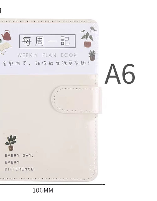 Load image into Gallery viewer, 2025 Cute Solid Color Magnetic Buckle Design 365 Day Weekly Plan Diary Planner Notebooks A6 Journal School Supplies Stationery
