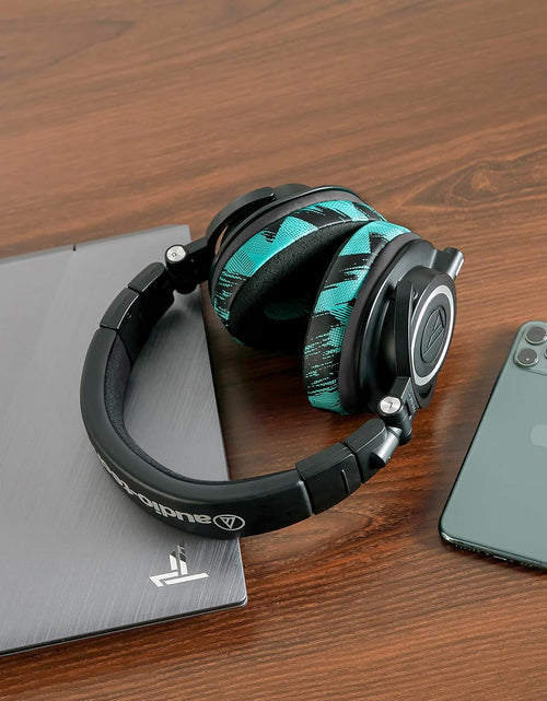 Load image into Gallery viewer, Wicked Cushions Velour Replacement Earpads for ATH M50X - Compatible with ATH M40X / M50XBT / Hyperx Cloud 1 &amp; 2 / Steelseries Arctis 3/5 / 7 / 9X &amp; Pro/Stealth 600 &amp; More (Speedracer Cyan)
