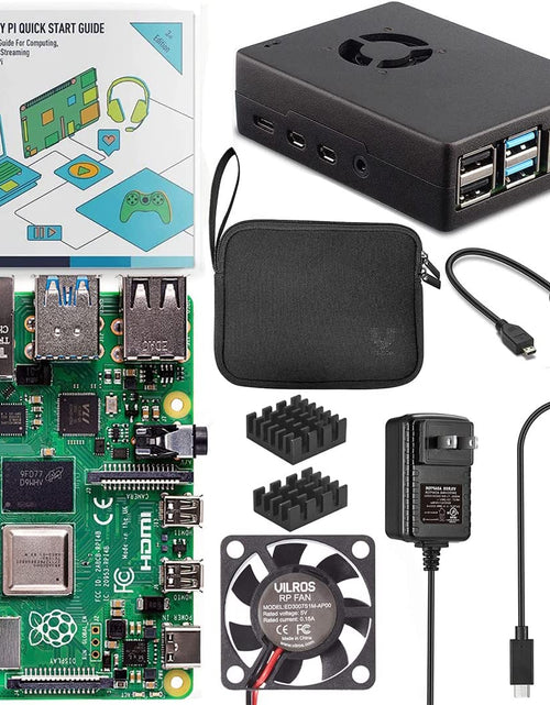 Load image into Gallery viewer, Raspberry Pi 4 4GB Basic Starter Kit with Fan-Cooled Heavy-Duty Aluminum Alloy Case
