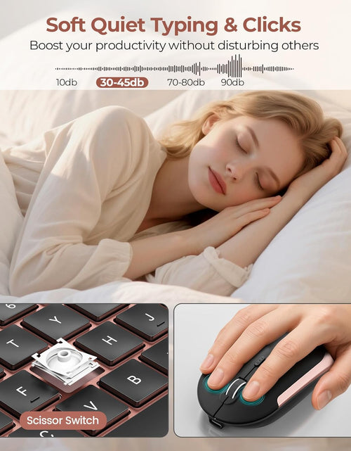 Load image into Gallery viewer, Rechargeable Wireless Keyboard Mouse Combo Full Size Cordless Keyboard &amp; Mouse Sets with Build-In Lithium Battery Ultra Thin Quiet Keyboard Mice (Black and Rose Gold)

