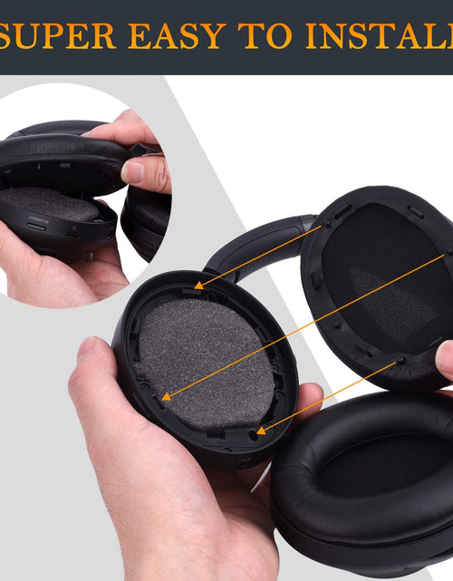 Load image into Gallery viewer, Professional Earpads Cushions Replacement for Sony WH-1000XM3 (WH1000XM3) Over-Ear Headphones, Ear Pads with Softer Protein Leather, Noise Isolation Memory Foam, Added Thickness (Black)
