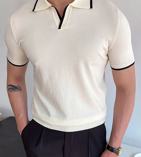 Summer Men Fashion Polo Shirts Short Sleeve Turn-Down Collar Patchwork Casual Polos Mens Clothing Male Tops Pullover Streetwear