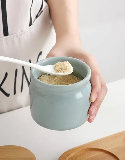 Load image into Gallery viewer, Ceramic Spice Rack Salt Shaker and Pepper Shaker Oil Bottle Set Kitchen Household Supplies for Spices Storage Jar with Cover
