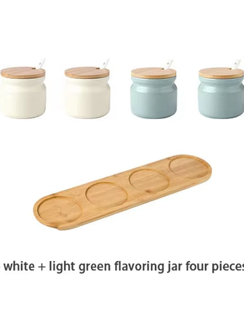 Load image into Gallery viewer, Ceramic Spice Rack Salt Shaker and Pepper Shaker Oil Bottle Set Kitchen Household Supplies for Spices Storage Jar with Cover
