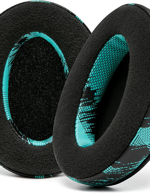 Load image into Gallery viewer, Wicked Cushions Velour Replacement Earpads for ATH M50X - Compatible with ATH M40X / M50XBT / Hyperx Cloud 1 &amp; 2 / Steelseries Arctis 3/5 / 7 / 9X &amp; Pro/Stealth 600 &amp; More (Speedracer Cyan)
