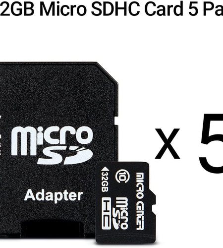 32GB Class 10 Micro SDHC Flash Memory Card with Adapter for Mobile Device Storage Phone, Tablet, Drone & Full HD Video Recording - 80Mb/S UHS-I, C10, U1 (5 Pack)