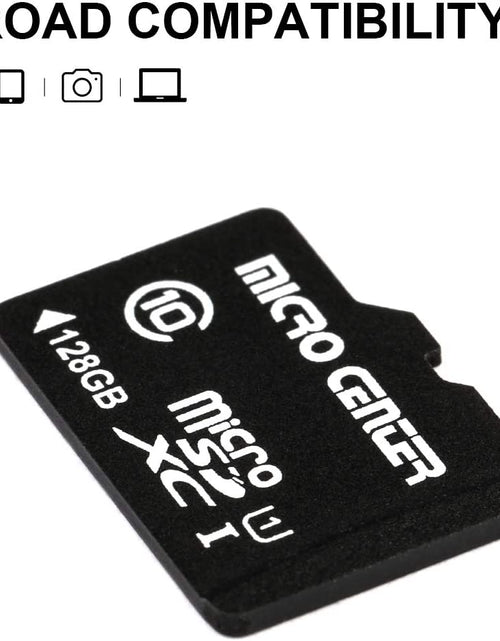 Load image into Gallery viewer, Micro Center 128GB Class 10 Microsdxc Flash Memory Card with Adapter for Mobile Device Storage Phone, Tablet, Drone &amp; Full HD Video Recording - 80Mb/S UHS-I, C10, U1 (1 Pack)
