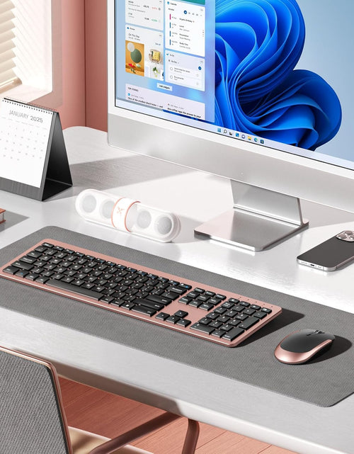 Load image into Gallery viewer, Rechargeable Wireless Keyboard Mouse Combo Full Size Cordless Keyboard &amp; Mouse Sets with Build-In Lithium Battery Ultra Thin Quiet Keyboard Mice (Black and Rose Gold)
