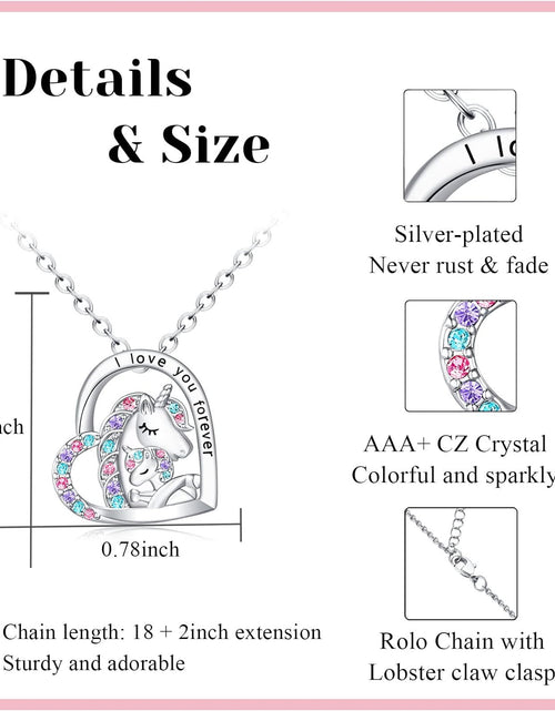 Load image into Gallery viewer, To My Daughter/Granddaughter/Niece/Girl Unicorn Necklace, Birthday Mothers Day Gifts for Little Girls
