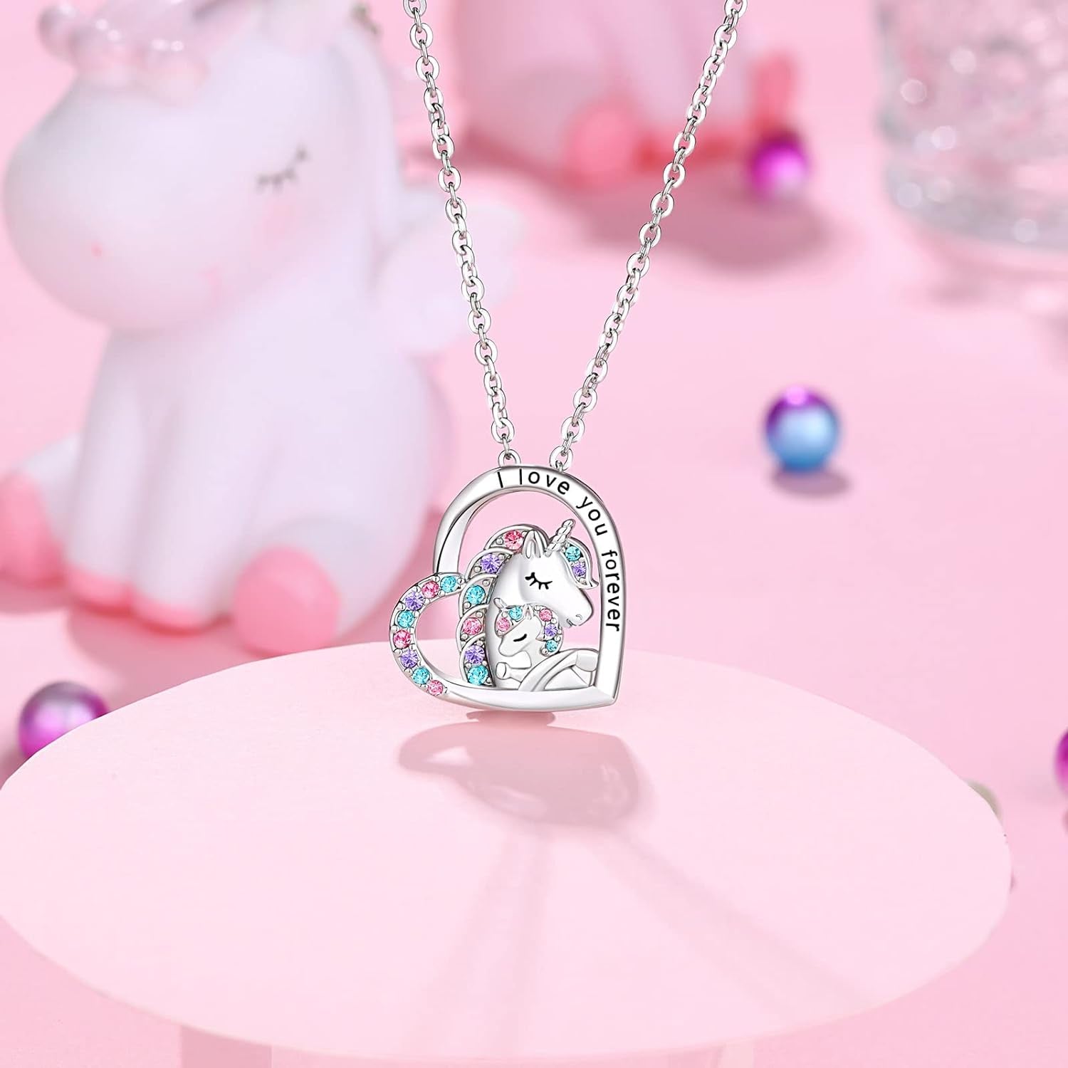 To My Daughter/Granddaughter/Niece/Girl Unicorn Necklace, Birthday Mothers Day Gifts for Little Girls