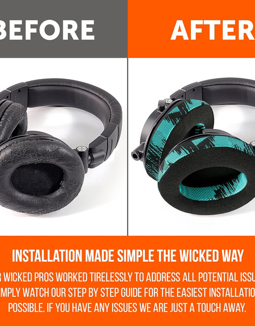 Load image into Gallery viewer, Wicked Cushions Velour Replacement Earpads for ATH M50X - Compatible with ATH M40X / M50XBT / Hyperx Cloud 1 &amp; 2 / Steelseries Arctis 3/5 / 7 / 9X &amp; Pro/Stealth 600 &amp; More (Speedracer Cyan)
