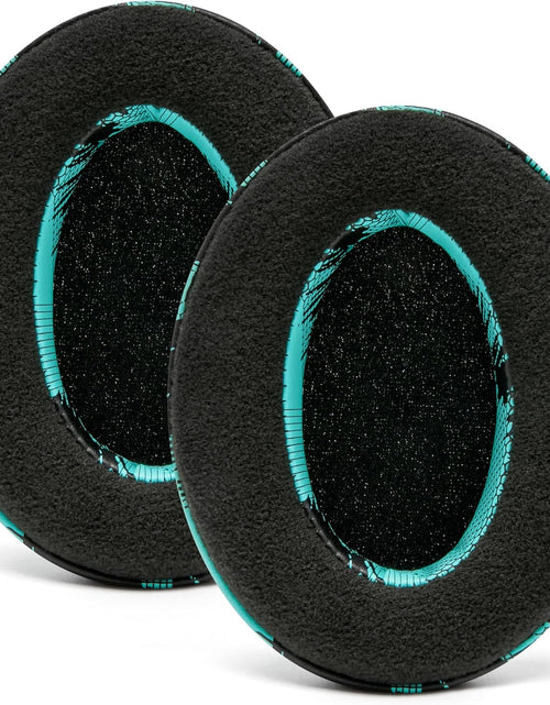 Load image into Gallery viewer, Wicked Cushions Velour Replacement Earpads for ATH M50X - Compatible with ATH M40X / M50XBT / Hyperx Cloud 1 &amp; 2 / Steelseries Arctis 3/5 / 7 / 9X &amp; Pro/Stealth 600 &amp; More (Speedracer Cyan)

