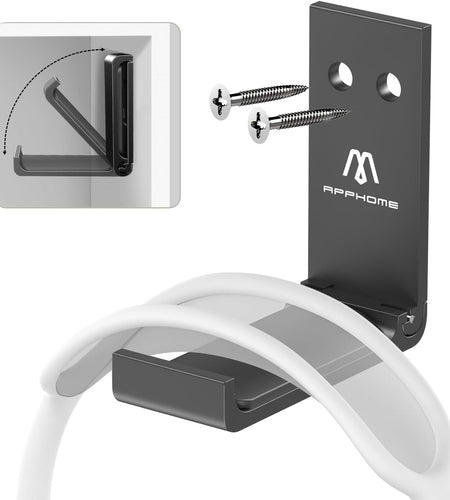 Headphone Stand Hanger Foldable Wall Hooks, save Space Durable Aluminum Headset Stand Holder for Universal Gaming Headset, Strong Adhesive, Black