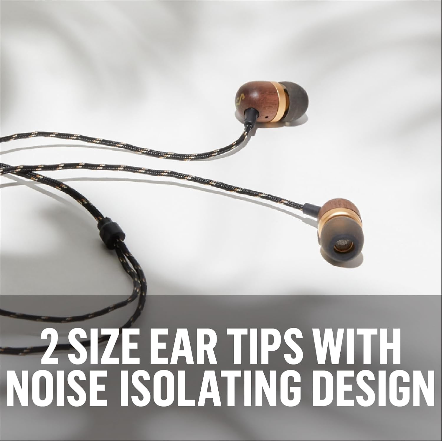 Smile Jamaica Wired: Wired Earphones with Microphone, Noise Isolating Design, and Sustainable Materials, Brass