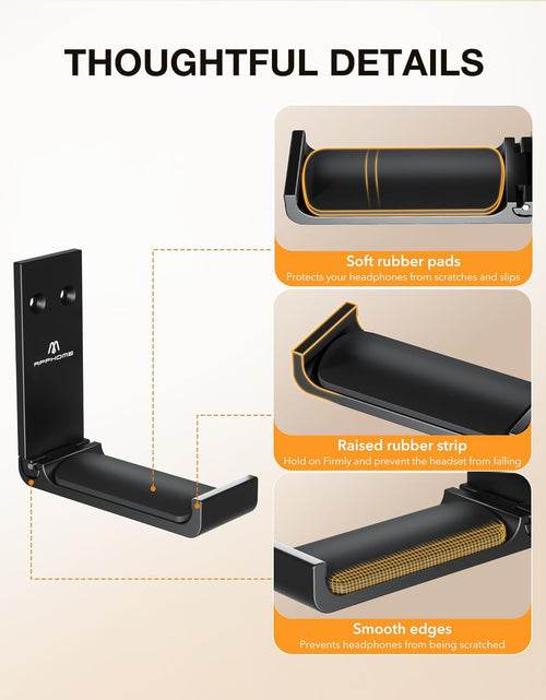 Load image into Gallery viewer, Headphone Stand Hanger Foldable Wall Hooks, save Space Durable Aluminum Headset Stand Holder for Universal Gaming Headset, Strong Adhesive, Black
